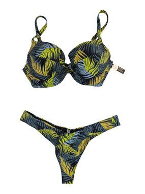 Victoria's Secret Palm Royale Bikini Set Archives Twist Pushup Thong 34DD/L